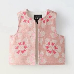 NWT ZARA Floral Jacquard Vest